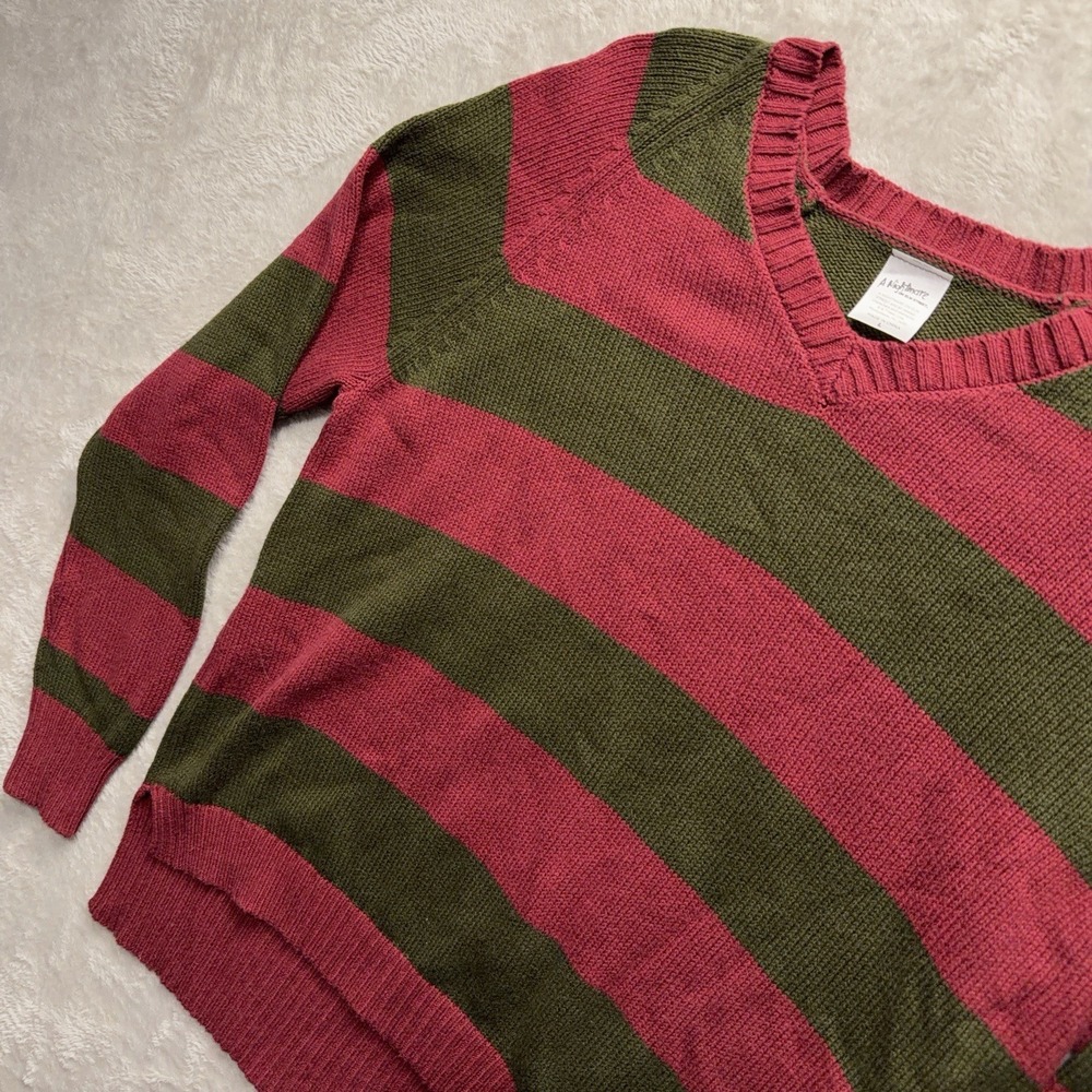 Nightmare On Elm Street Freddy Krueger Striped V Neck Sweater Mens Large Horror - Picture 5 of 10